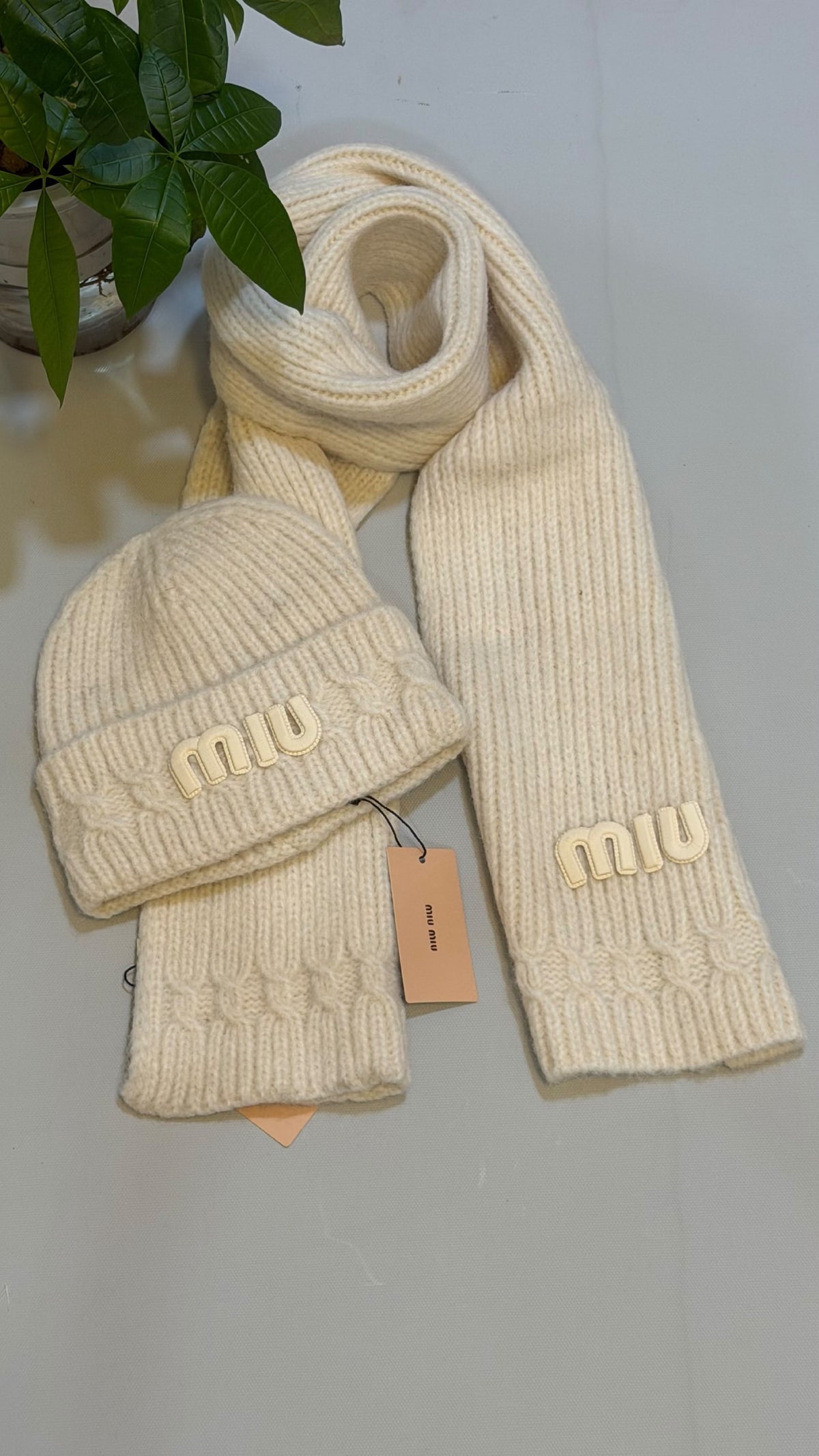 Miu Miu Scarf & Beanie - White