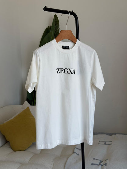 Zegna Center-Logo T-Shirt - White, Black