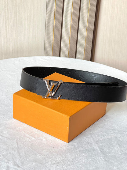 Louis Vuitton Monogram Belt - Black Embossed