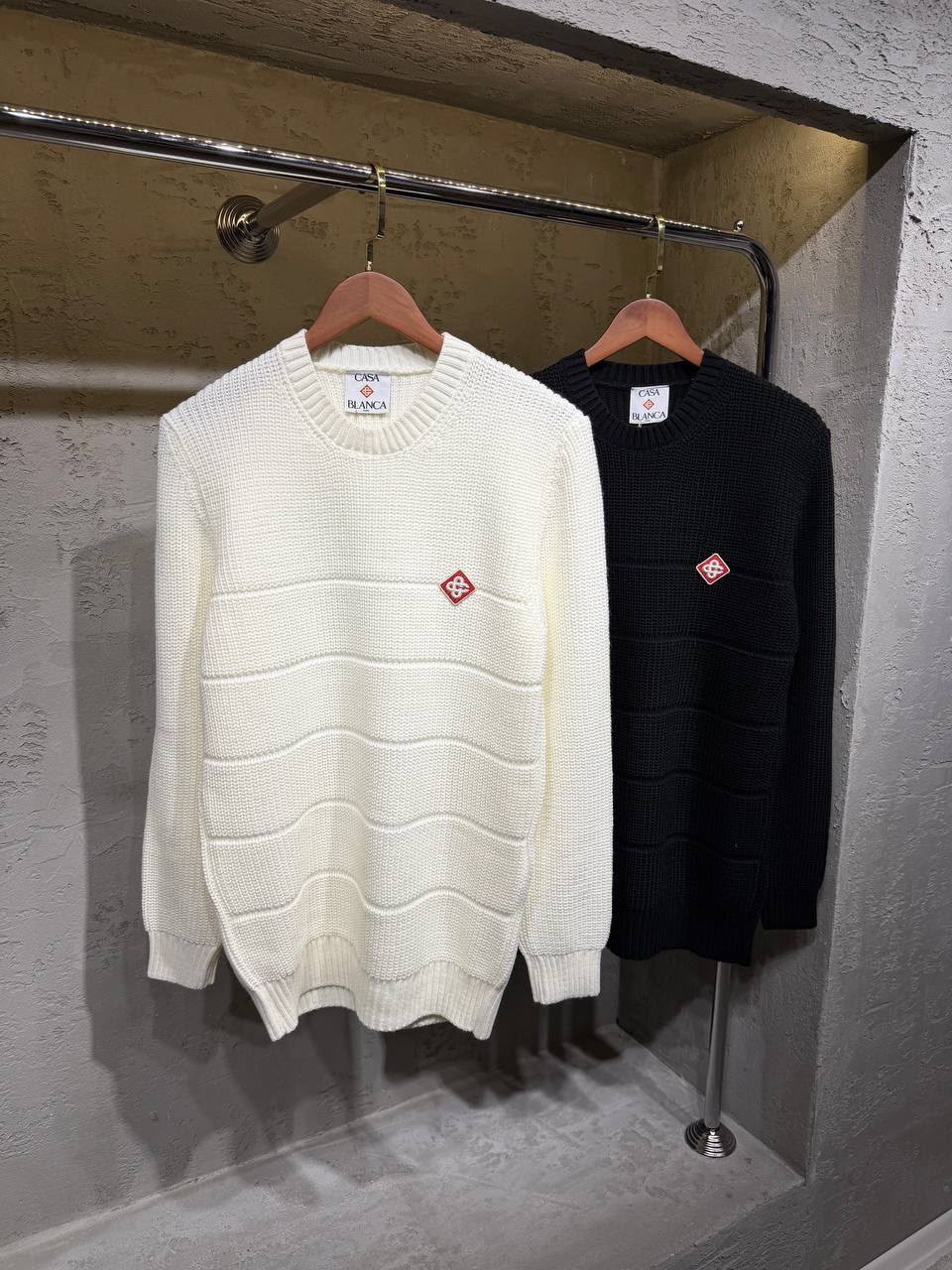 Casablanca Horizontal-Panel Sweater - White, Black