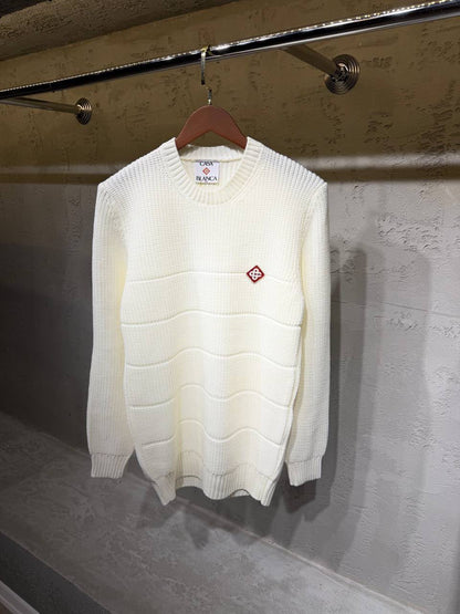 Casablanca Horizontal-Panel Sweater - White, Black