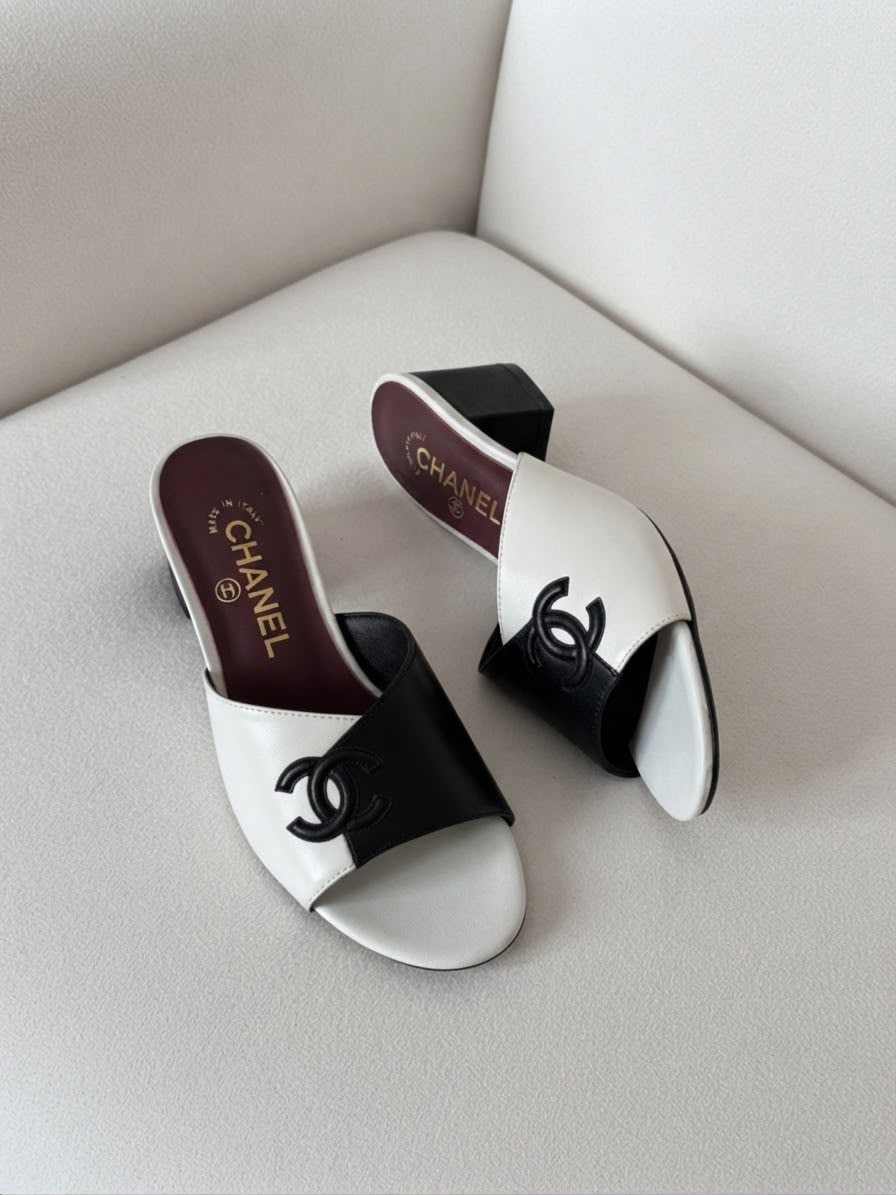 Chanel Block-Heel Heels - White & Black