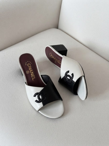 Chanel Block-Heel Heels - White & Black