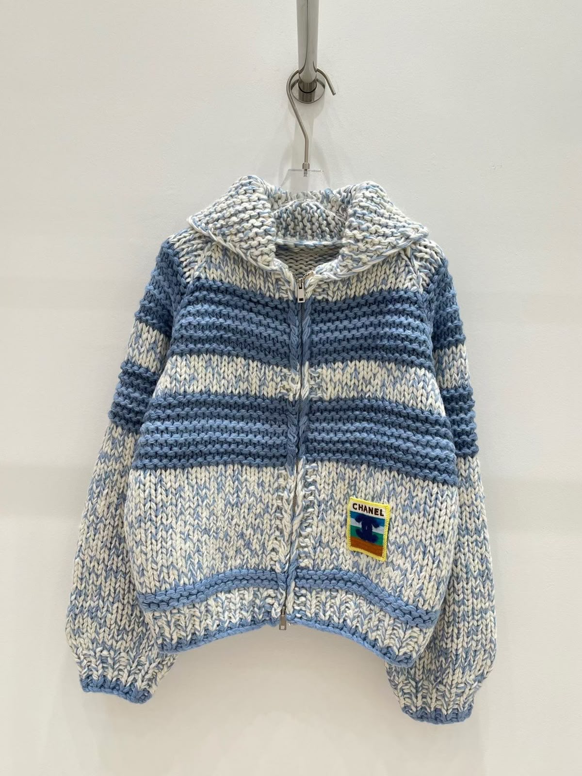 Chanel Striped Cardigan - White