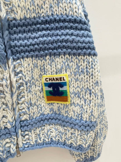 Chanel Striped Cardigan - White