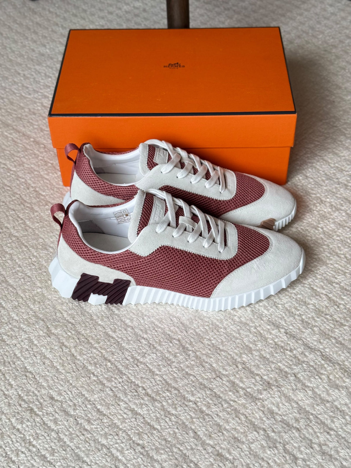 Hermes Sneakers - Burgundy & White