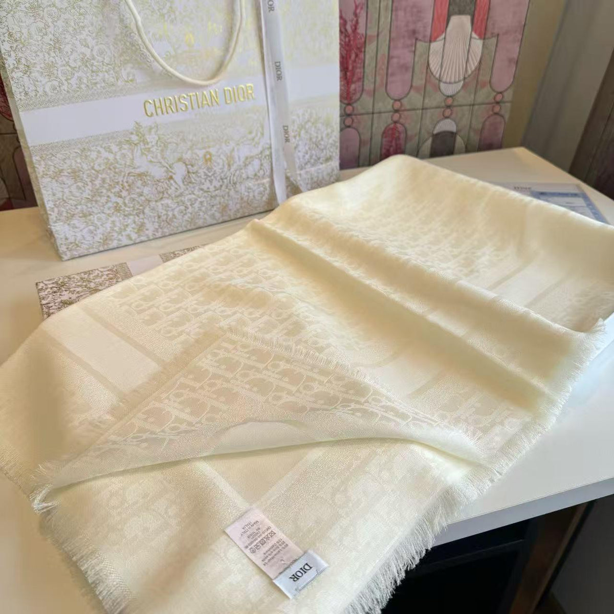 Dior Scarf - White Monogram
