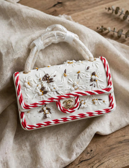 Chanel Braided-Trim Flap Handbag - White