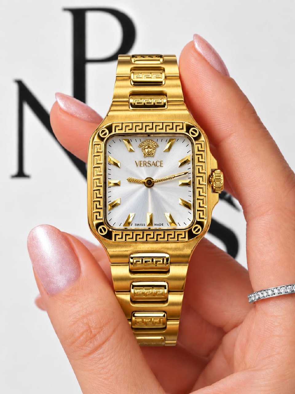 Versace Watch Greek Key Integrated Bracelet - 