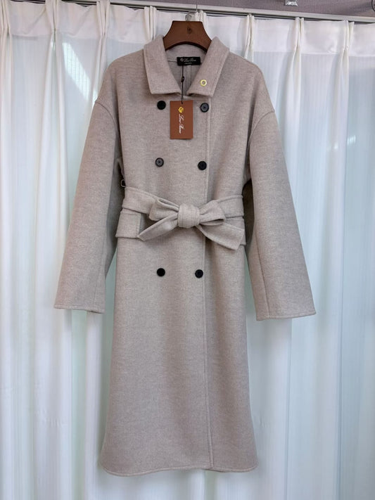 Loro Piana Double-Breasted Coat - Beige