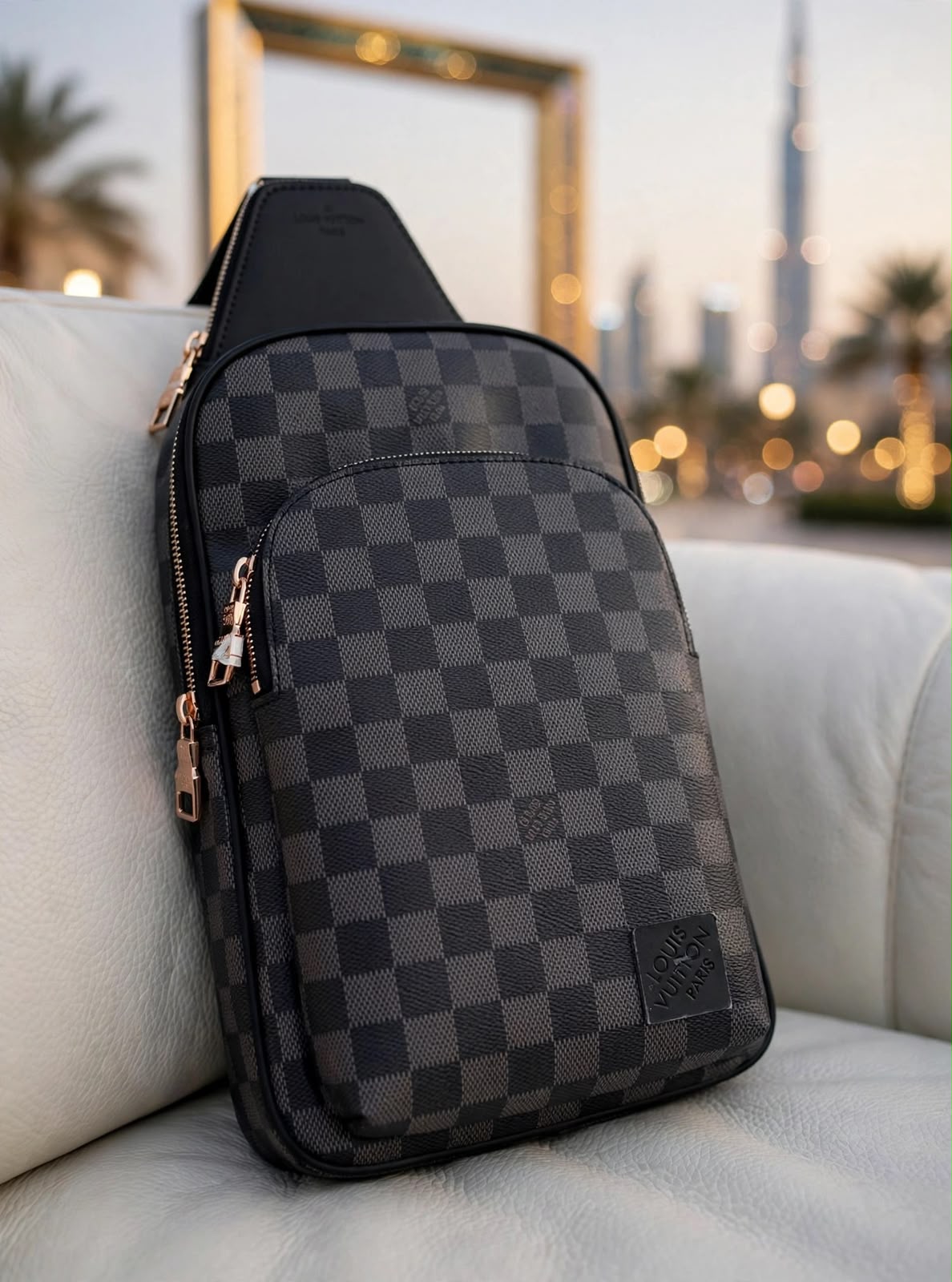 Louis Vuitton Checkerboard Sling Crossbody Bag - Grey