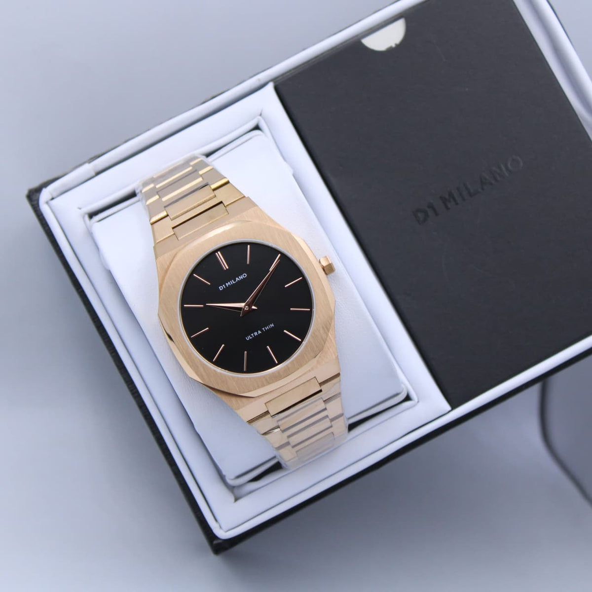 D1 Milano Watch Gold Case Black Dial - 