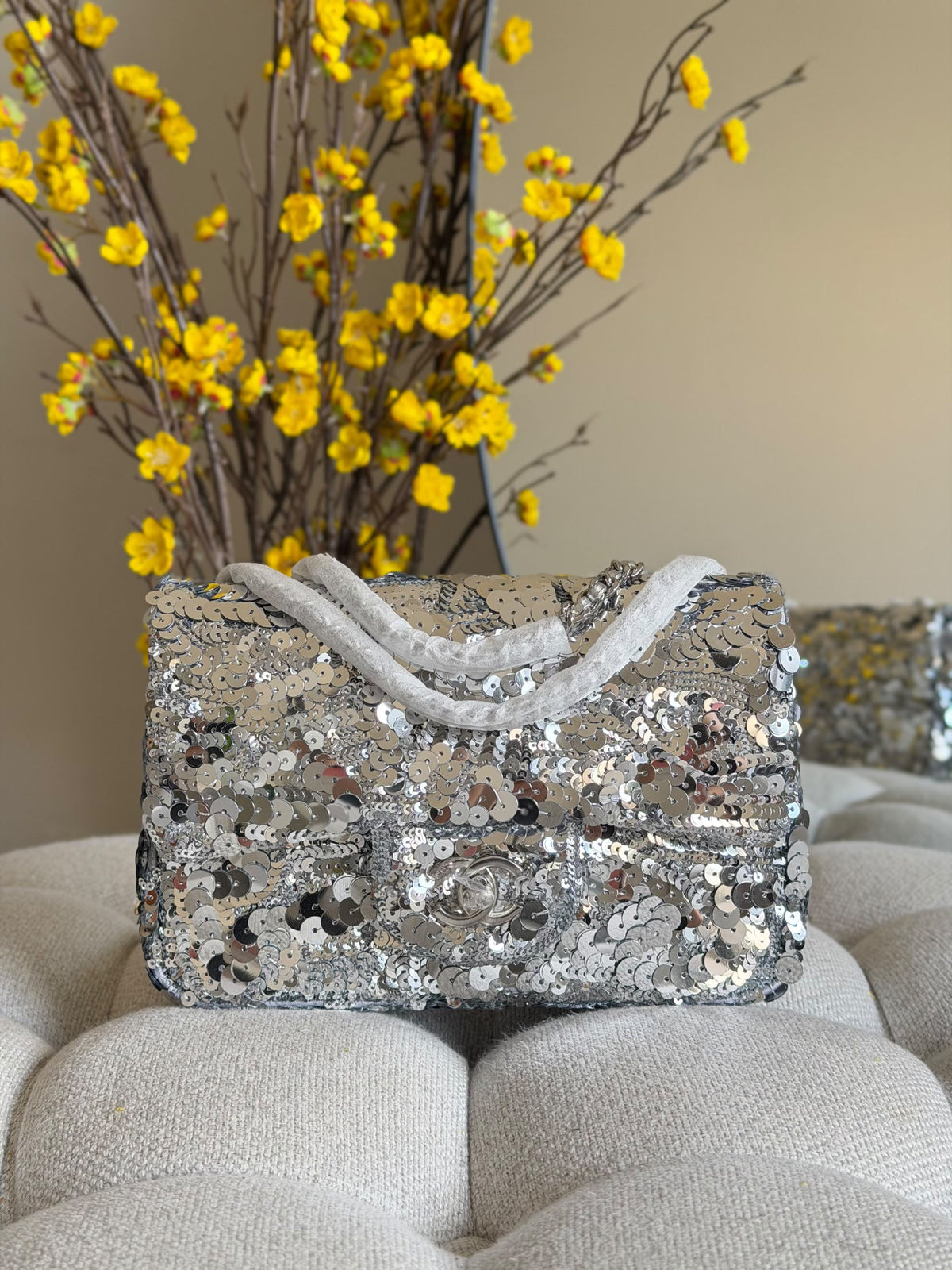 Chanel Shoulder Bag Wrapped Handle - Silver