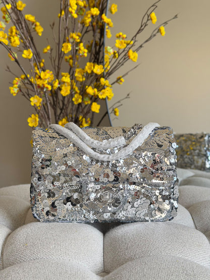 Chanel Shoulder Bag Wrapped Handle - Silver