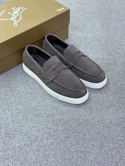 Christian Louboutin Chain-Detail Loafers - Grey Suede