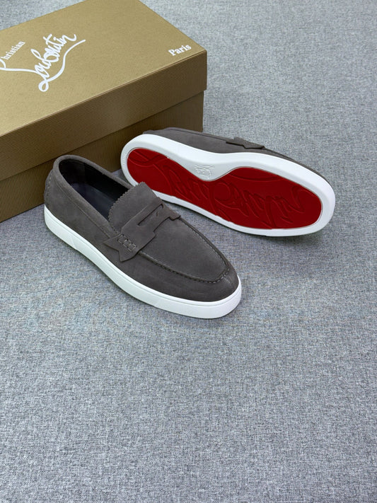 Christian Louboutin Chain-Detail Loafers - Grey Suede
