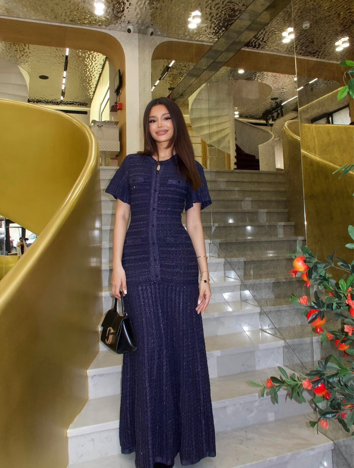 Sandro Dress - Navy, Beige