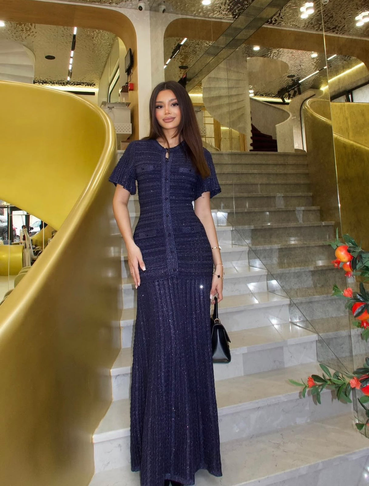 Sandro Dress - Navy, Beige