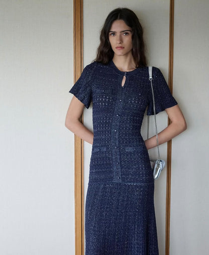 Sandro Dress - Navy, Beige