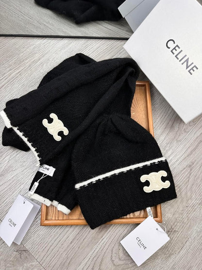 Celine Scarf & Beanie - Black