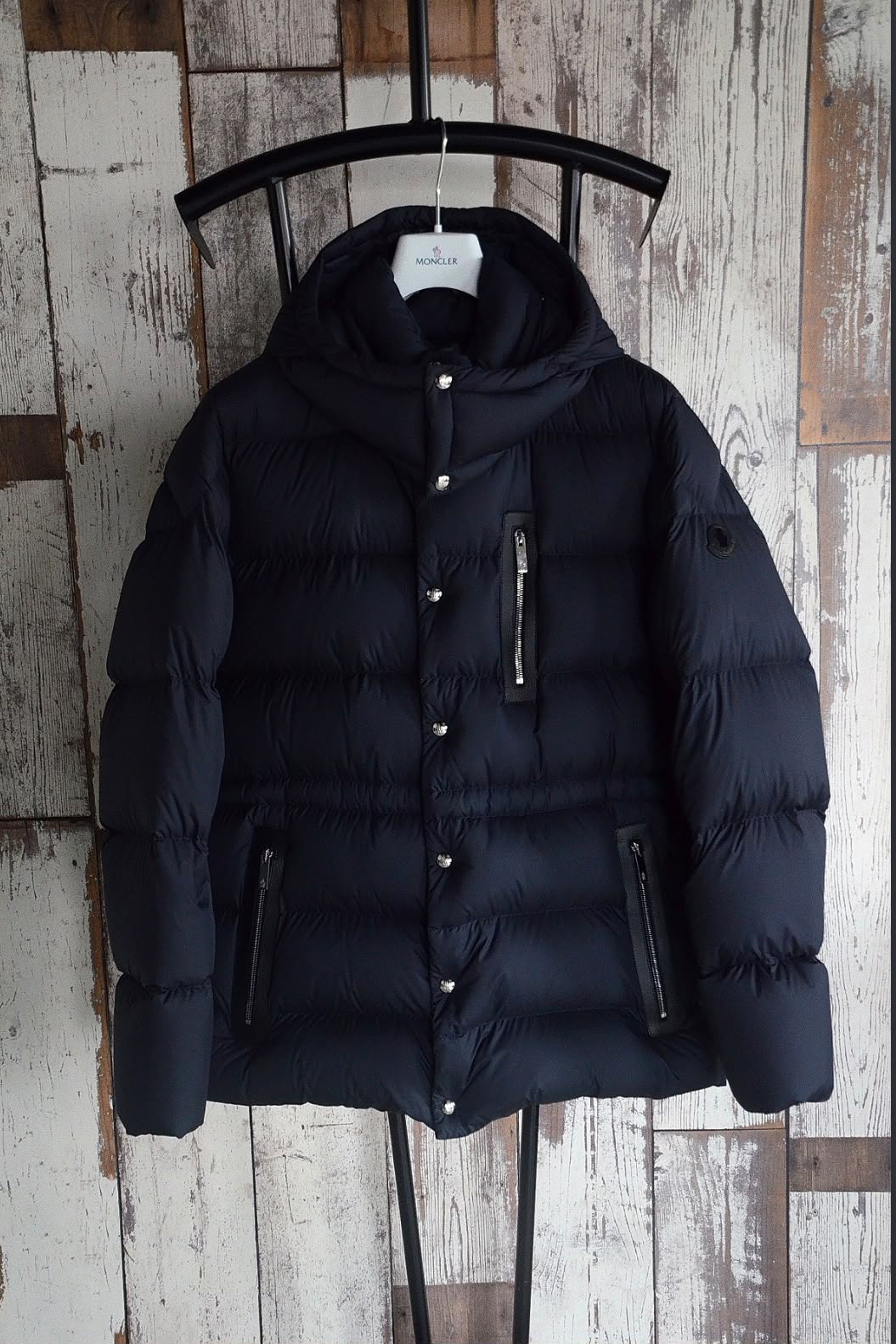 Moncler Chest-Zip Hooded Jacket - Navy