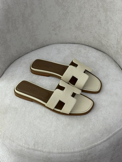 Hermès H-Strap Slippers - White