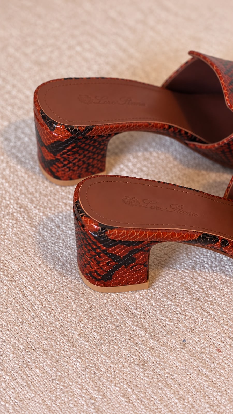 Loro Piana Buckle Strap Heels - Brown & Black Snake Print