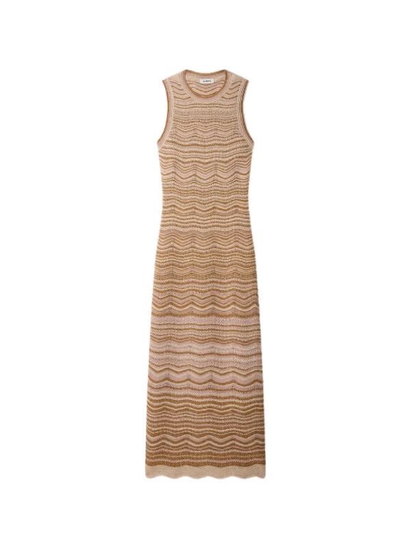 Sandro Wavy Knit Dress - Beige