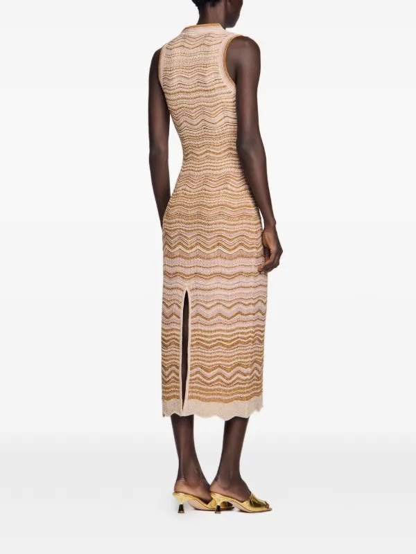 Sandro Wavy Knit Dress - Beige
