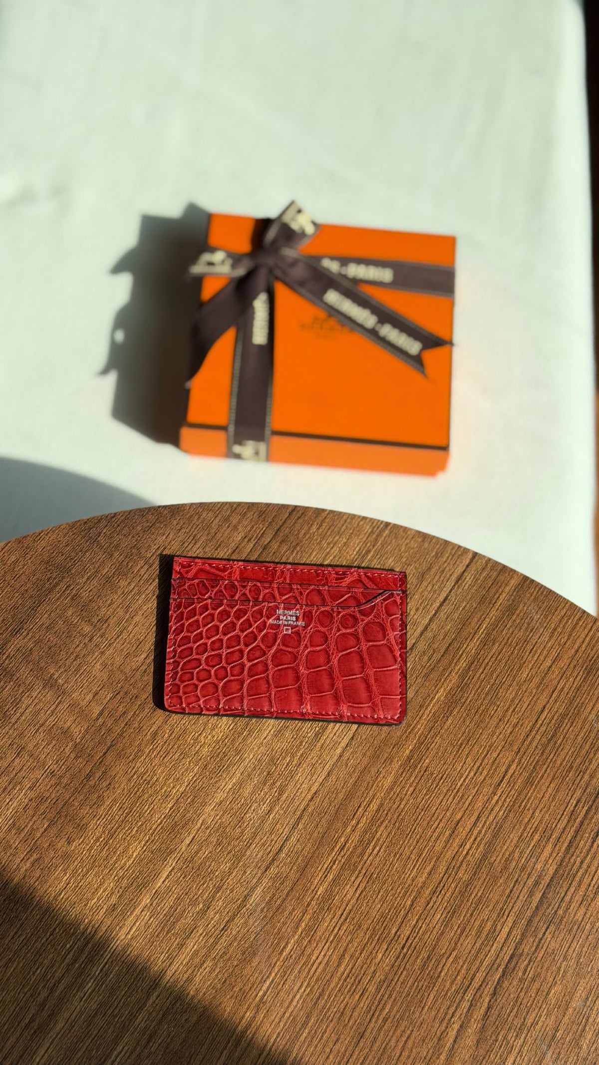Hermes Card Holder - Red Embossed