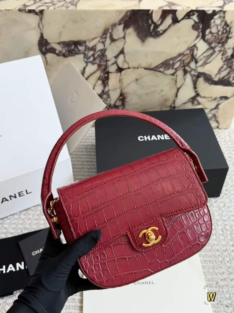 Chanel Structured Flap Handbag - Burgundy Embossed