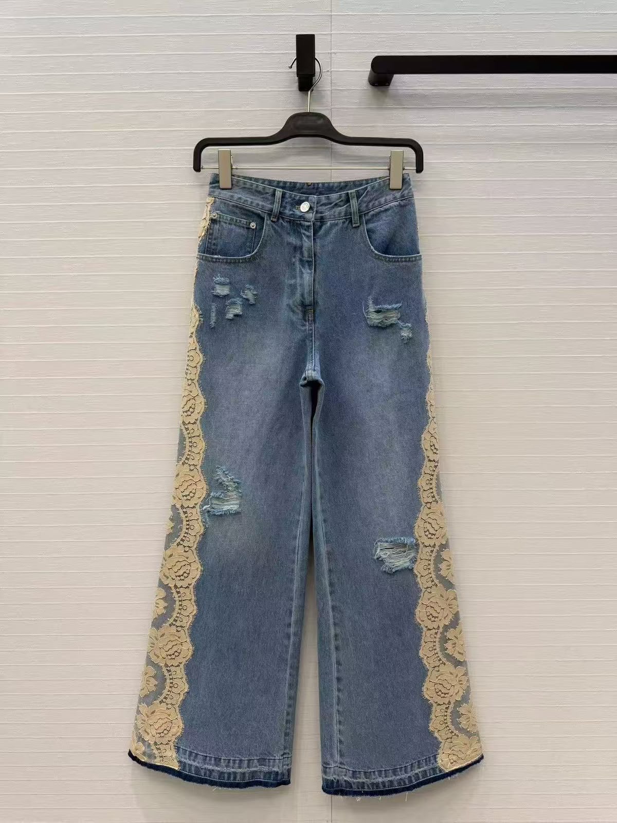 Dolce & Gabbana Lace-Panel Jeans Pants - Blue