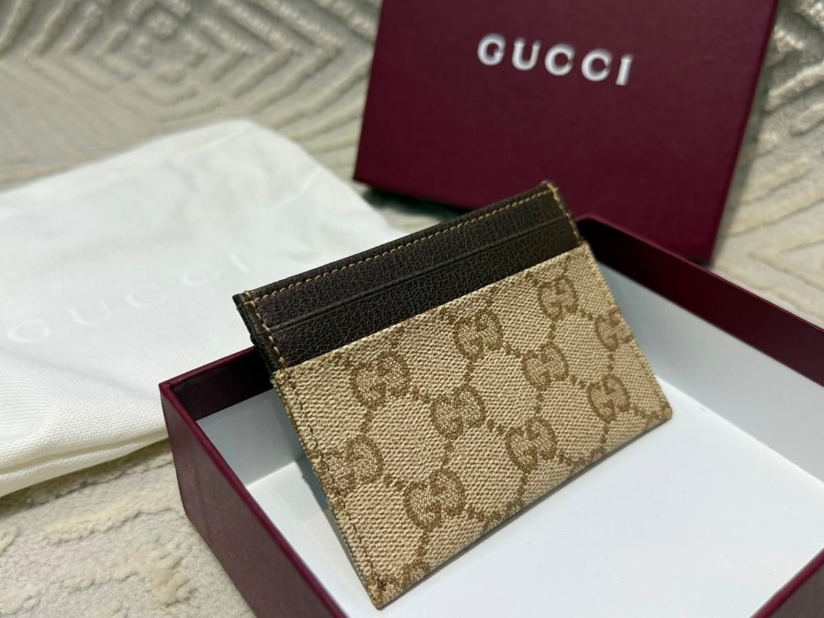 Gucci Card Holder Slot-Top - Beige Monogram