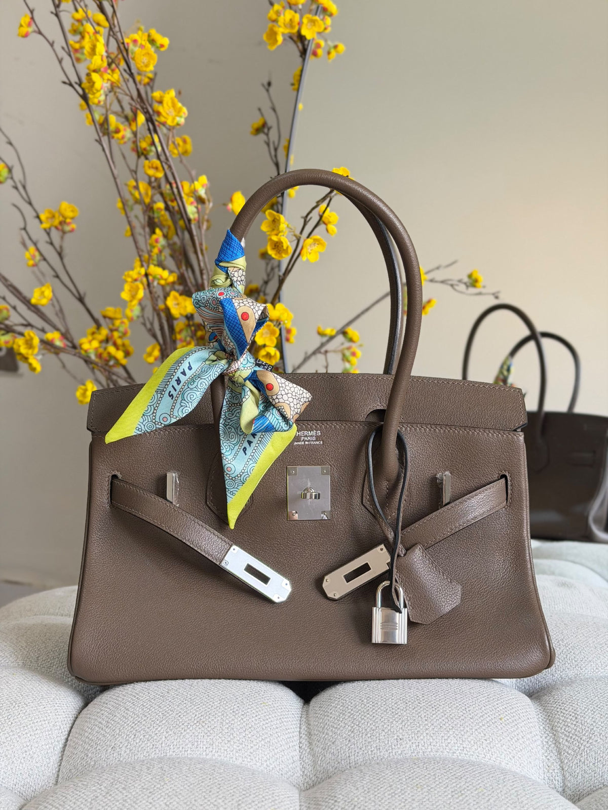 Hermès Structured Handbag - Grey