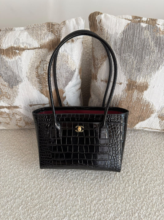 Chanel Tote Bag - Black Embossed
