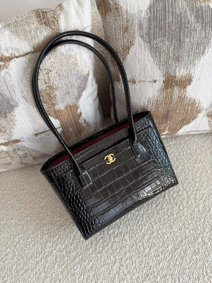 Chanel Tote Bag - Black Embossed