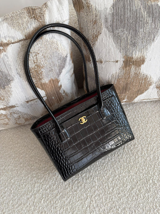 Chanel Tote Bag - Black Embossed
