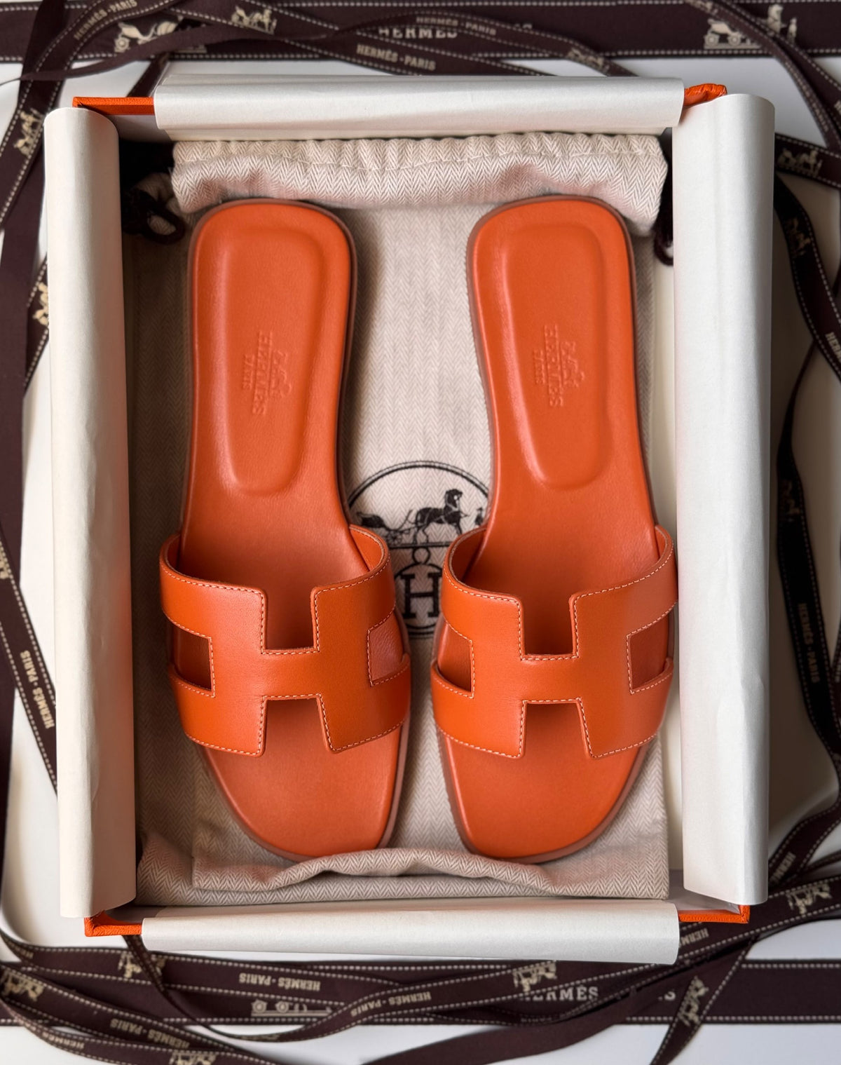Hermès H-Strap Slippers - Orange