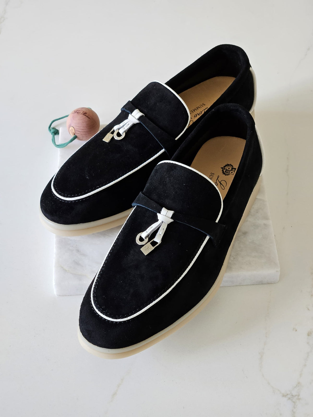 Loro Piana Piped Loafers - Black
