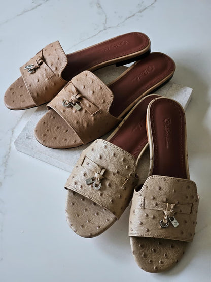 Loro Piana Heels - Beige Embossed
