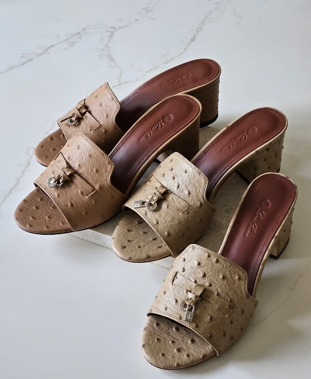 Loro Piana Heels - Beige Embossed