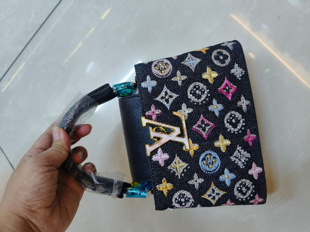 Louis Vuitton Embroidered-Pattern Handbag - Black