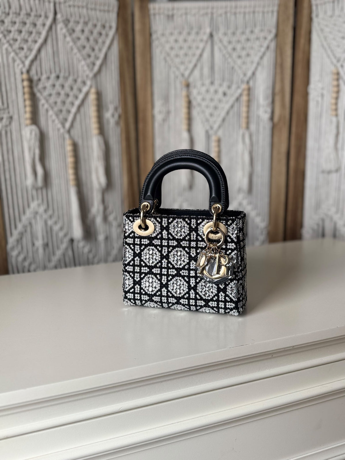 Dior Structured Top-Handle Handbag - Black