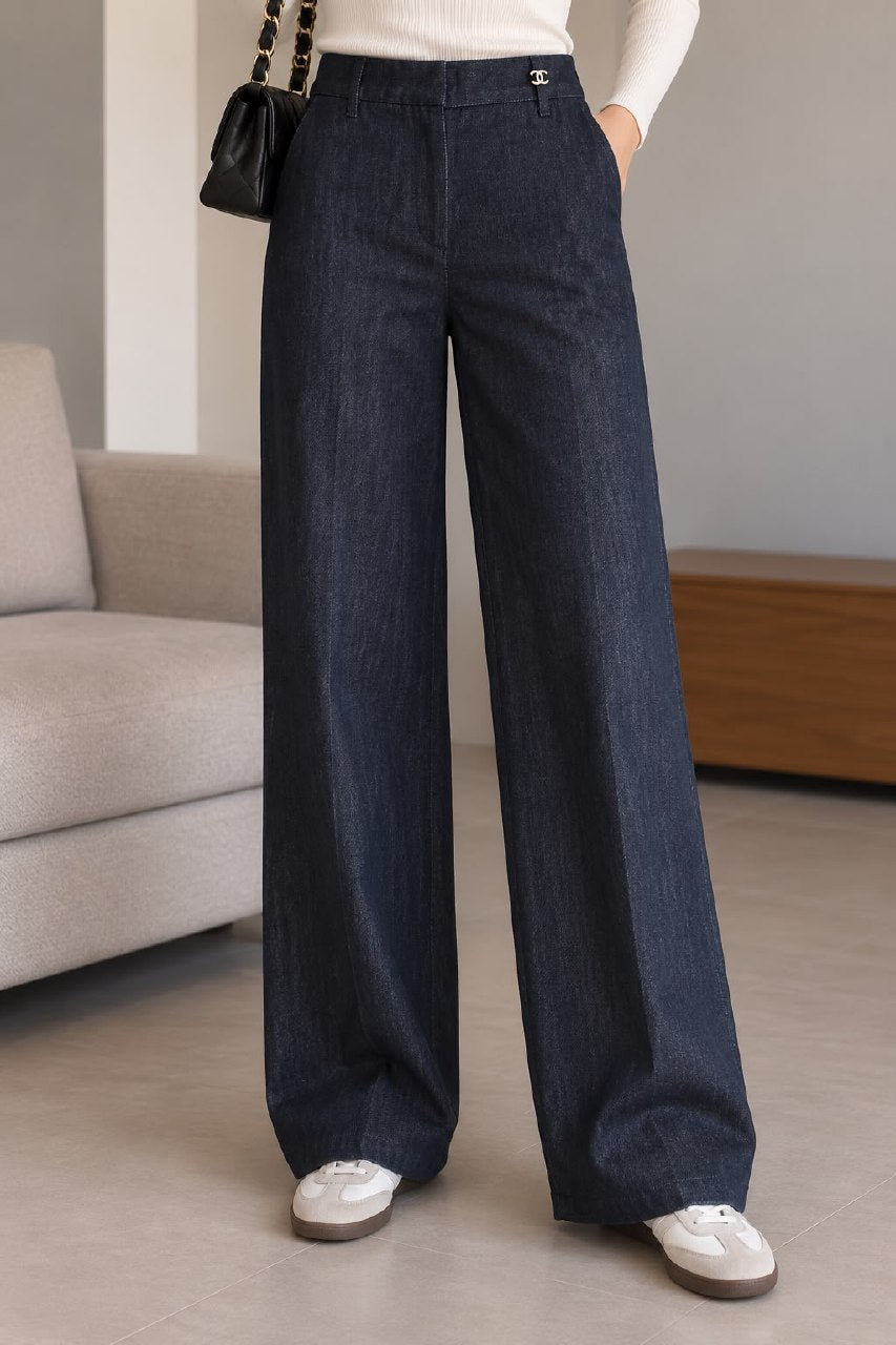 Chanel Wide-Leg Jeans Pants - Blue