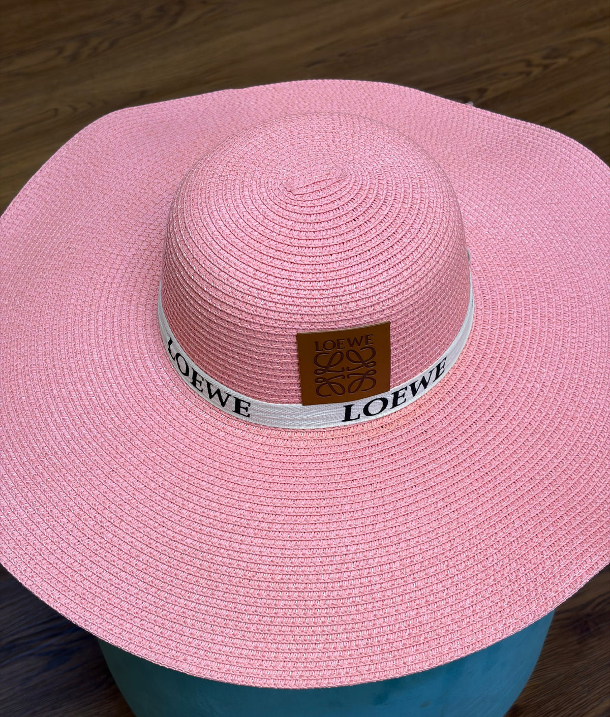 Loewe Ribbon-Band Wide-Brim Hat - Pink