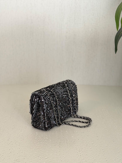 Chanel Structured Flap Shoulder Bag - Black