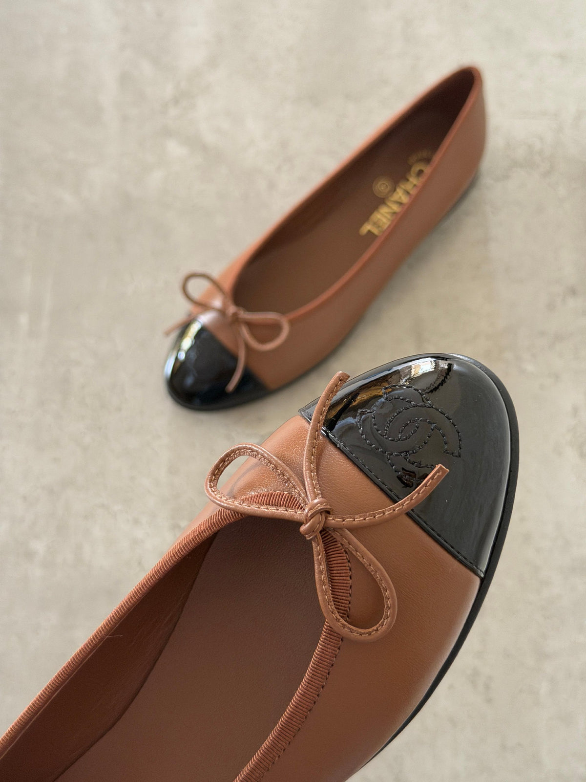 Chanel Bow Ballerina - Brown & Black