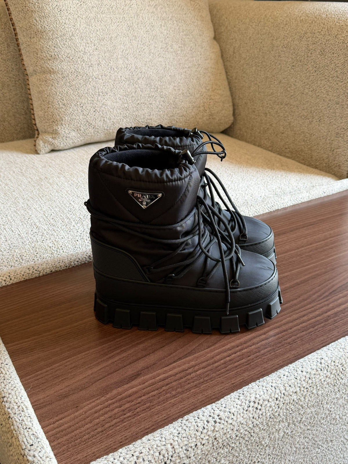 Prada Lace-Up Boots - Black