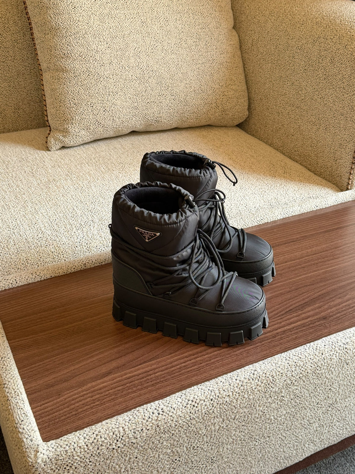 Prada Lace-Up Boots - Black