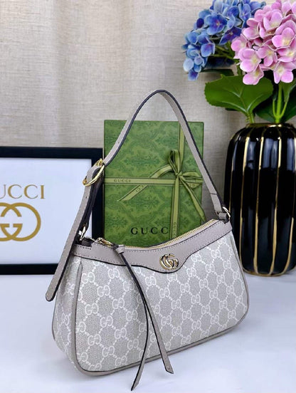 Gucci Curved Shoulder Bag - Grey Monogram